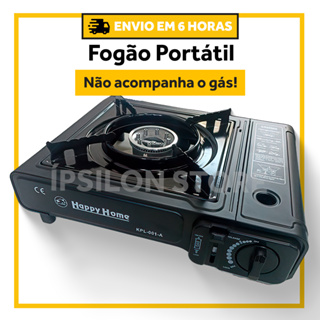 Kit Com Fogão Portátil a Gás Happy Home – Fogareiro Automático, Acompanha Maleta em Oferta na Shopee