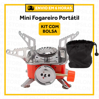 Kit Com 1 Fogareiro Portátil a Gás - Sacola Para Transporte /Ignição Automática, Dobrável, Ideal para Camping e Viagem em Oferta na Shopee