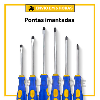 Kit Com 6 Peças De Chave Fenda E Phillips Pontas Imantadas Ferramenta