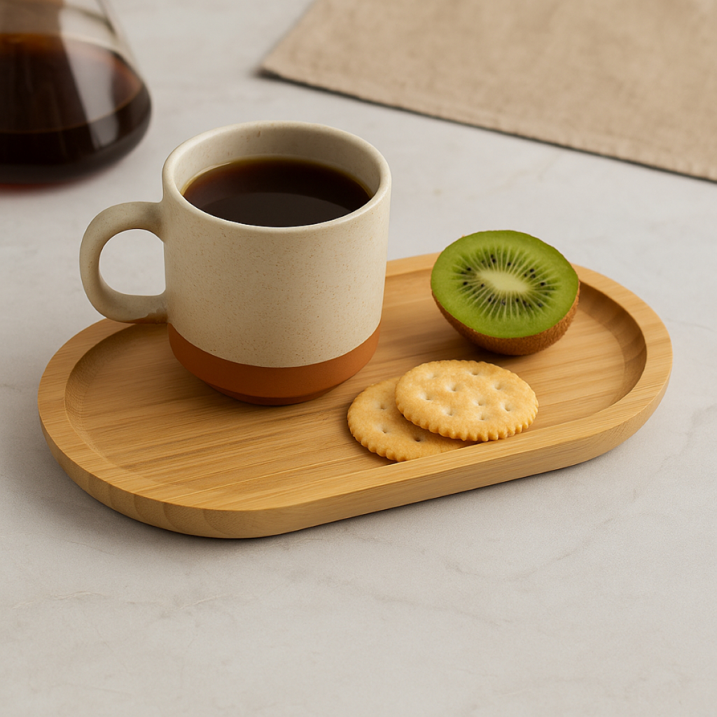Bandeja de Bambu Oval 24cm Multiuso Mimo Style Ecokitchen | Petisqueira, Tábua, Gamela, Resistente, Natural, Café, Decor