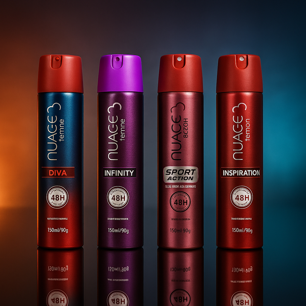 Desodorante Nuage Femme 48h Aerosol 150ml – Diva, Infinity, Sport Action e Inspiration