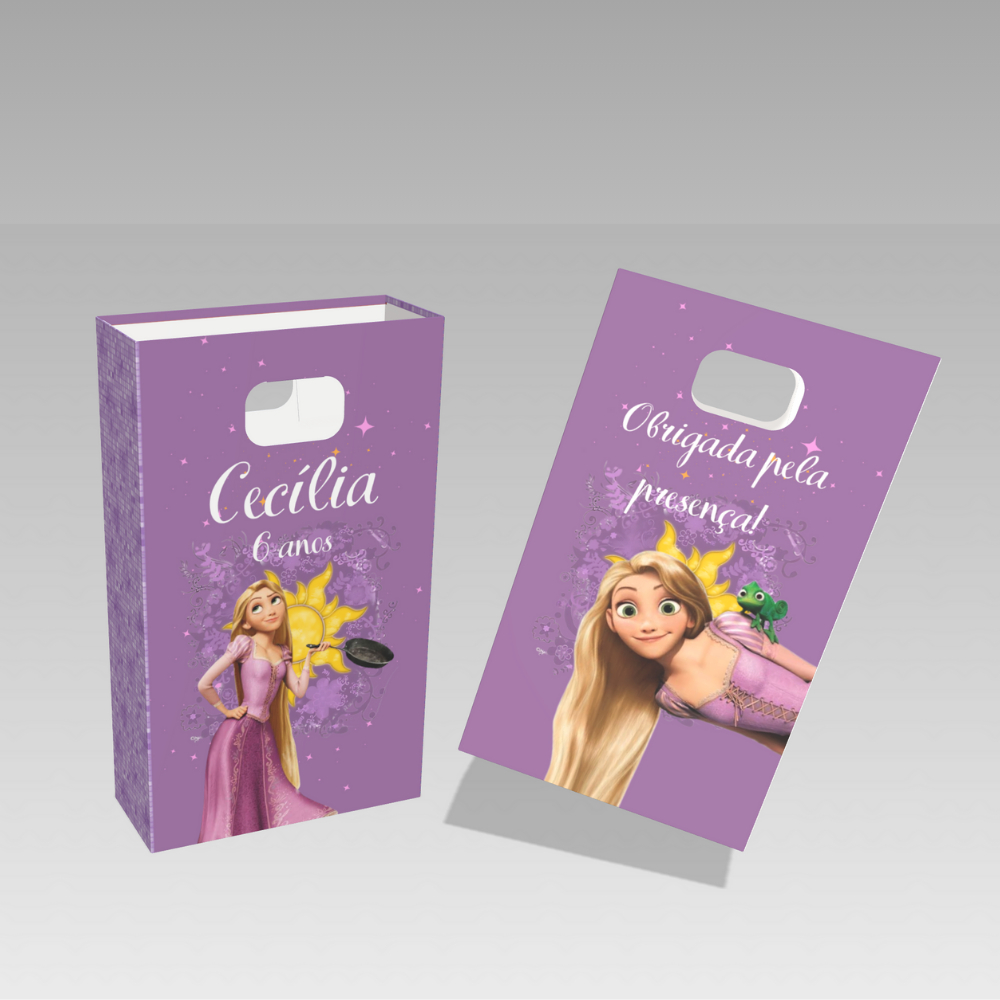 Lembrancinha sacolinha personalizada boca de palhaço Rapunzel enrolados em Oferta na Shopee