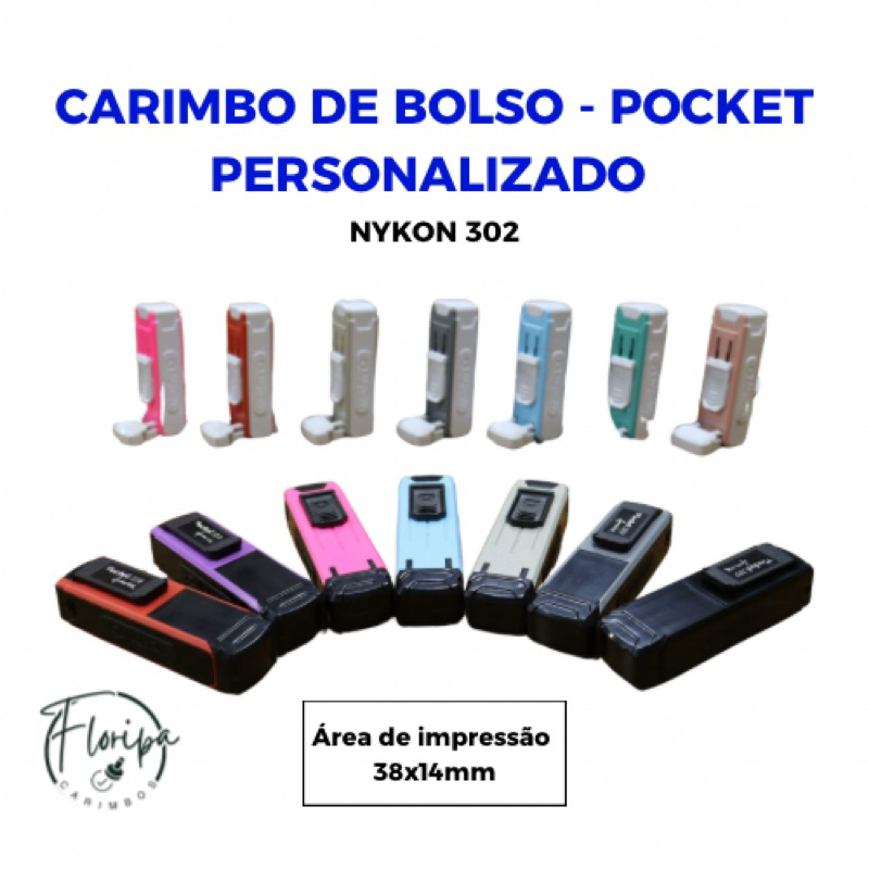 Carimbo Personalizado NYKON POCKET 302 l Modelo de Bolso l Profissional em Oferta na Shopee
