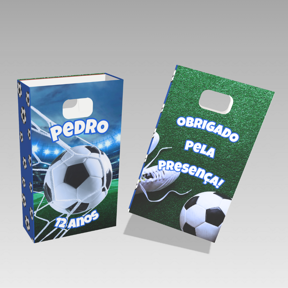 Lembrancinha sacolinha personalizada boca de palhaço futebol em Oferta na Shopee