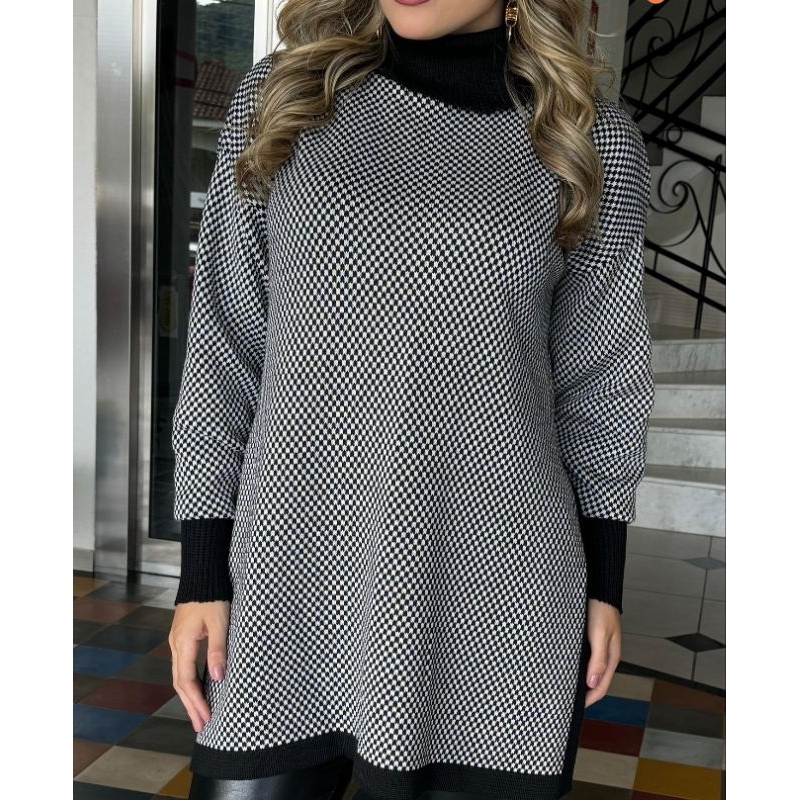 Poncho Trico Vest Legging Quadriculado outono Inverno