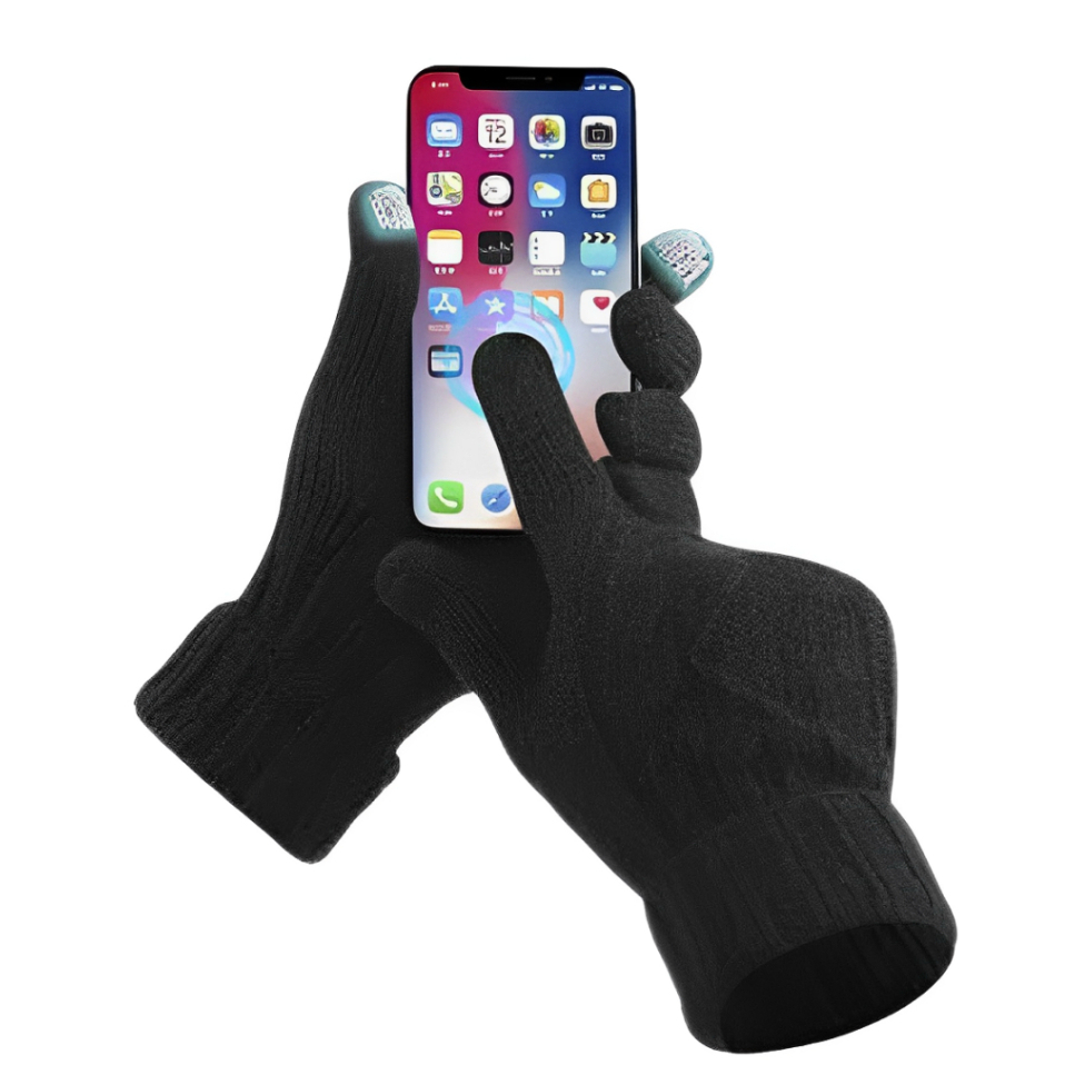 Luvas De Lã Preta Touch Screen Protege do Frio Da Para Usar No Celular feminino/masculino em Oferta na Shopee
