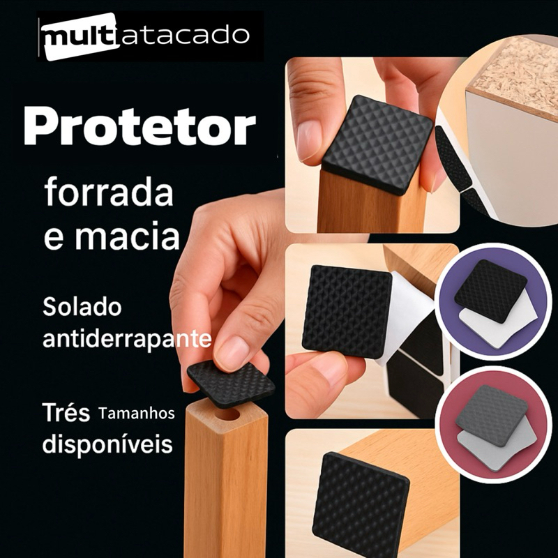 Feltro Protetor Piso Pé Cadeira Pé Mesa Para Não Riscar Piso Adesivado Recortável, borracha protetor