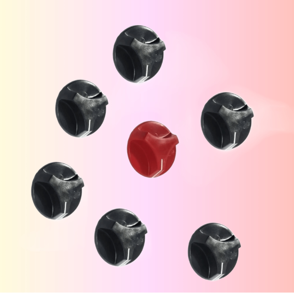 Botão Manípulo Para Fogão Dako Dakorama/Vedete Jogo Com 7 Botões Preto E Vermelho 6 bocas + 1 forno Rosa Maria