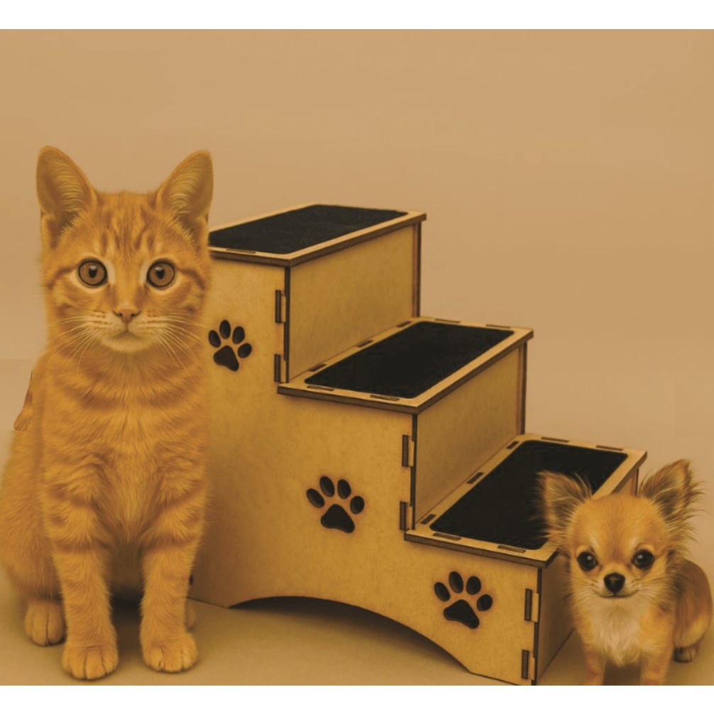 Escada para cachorro e gato 3 DEGRAUS-MDF Reforçado antiderrapante em Oferta na Shopee