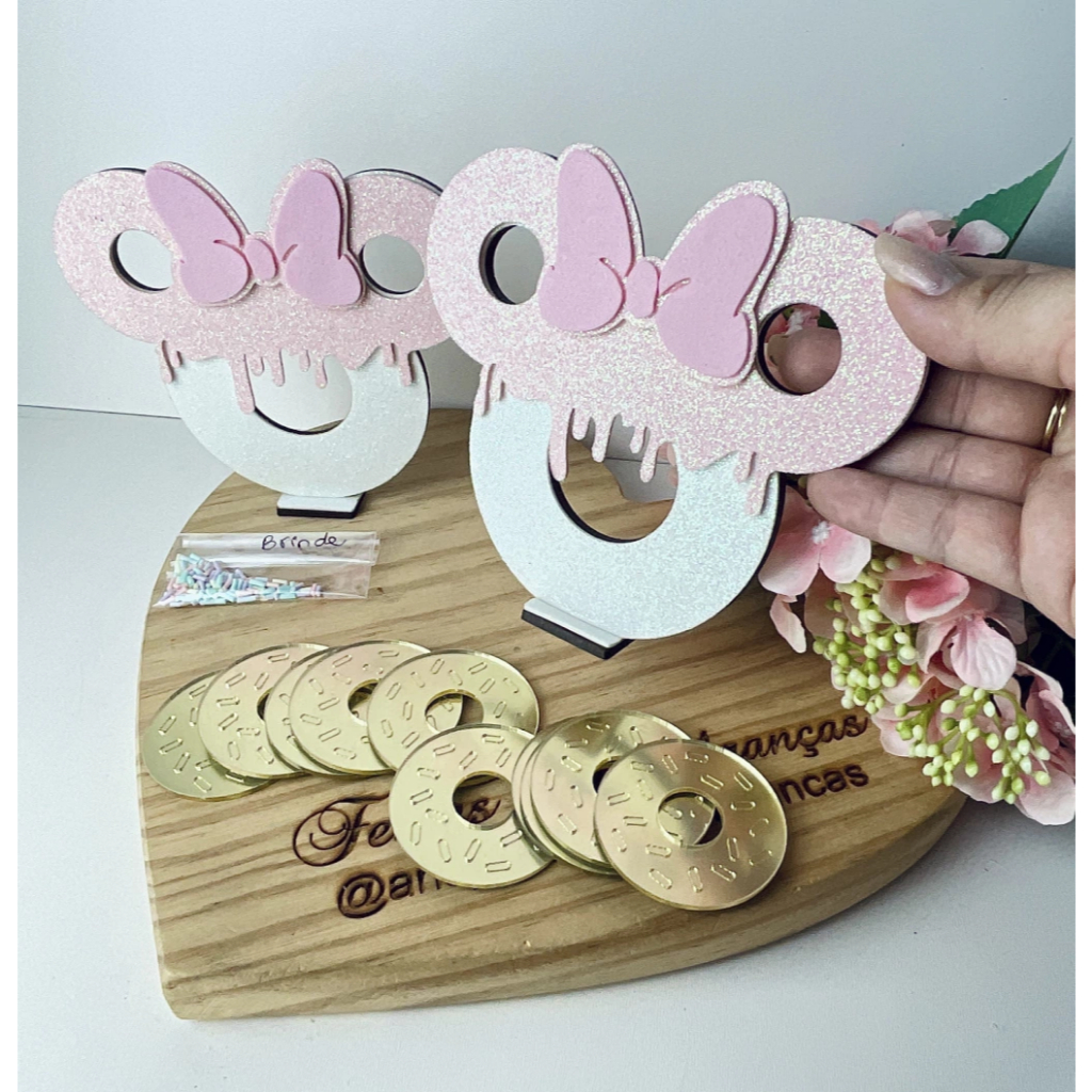 Kit PAINEL E APLIQUE confeitaria minnie - 14 peças - FESTA CONFEITARIA DA MINNIE ROSA