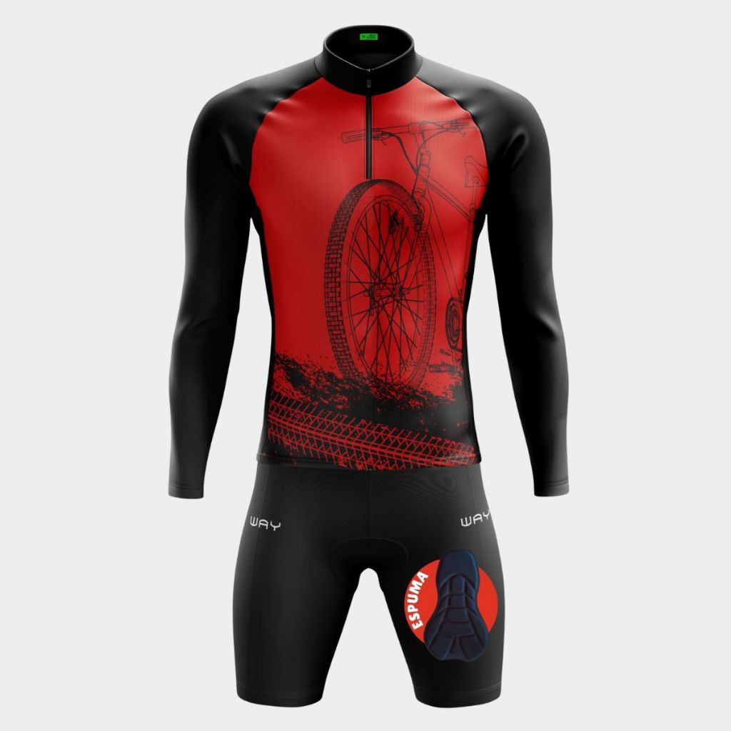 Conjunto Ciclismo Masculino Kit Camisa Pro Uv Short Bermuda Forro Espuma Acolchoado Bike Pedalar