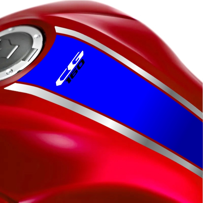 Adesivo Moto Faixa Gravata Tanque CG 125/150/160 Titan Fan Start Azul listra Prata