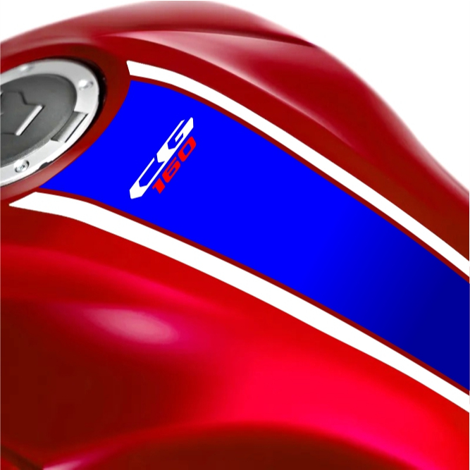 Adesivo Moto Faixa Gravata Tanque CG 125/150/160 Titan Fan Start Azul listra Branca
