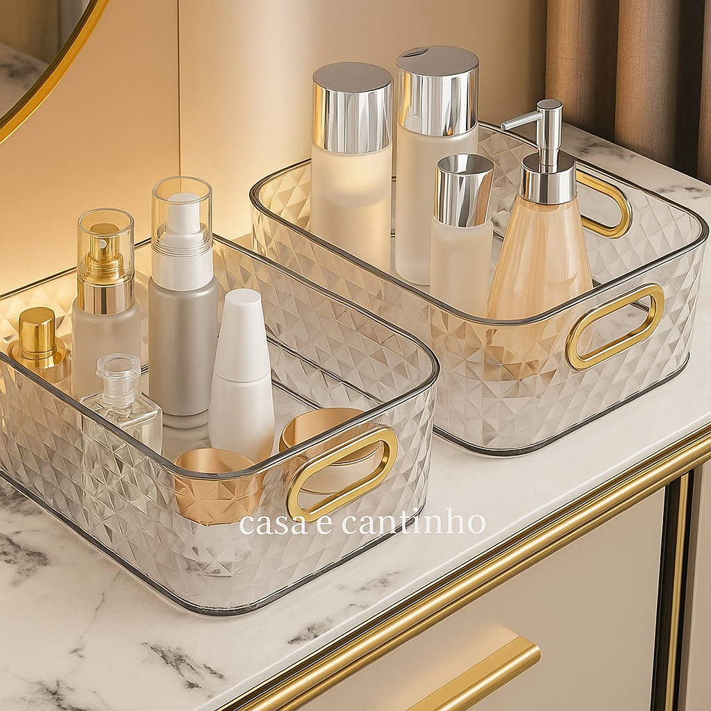Caixa de Armazenamento Transparente Multiuso Resistente Decorativa Multiuso Casa Cozinha E...