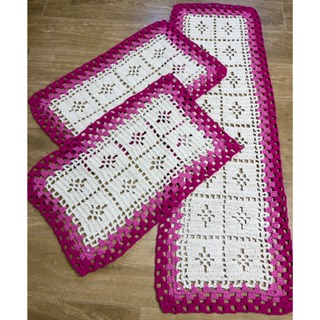 Kit Jogo Tapete Passadeira 3 Peças em Crochê Artesanal - Oferta em Oferta na Shopee