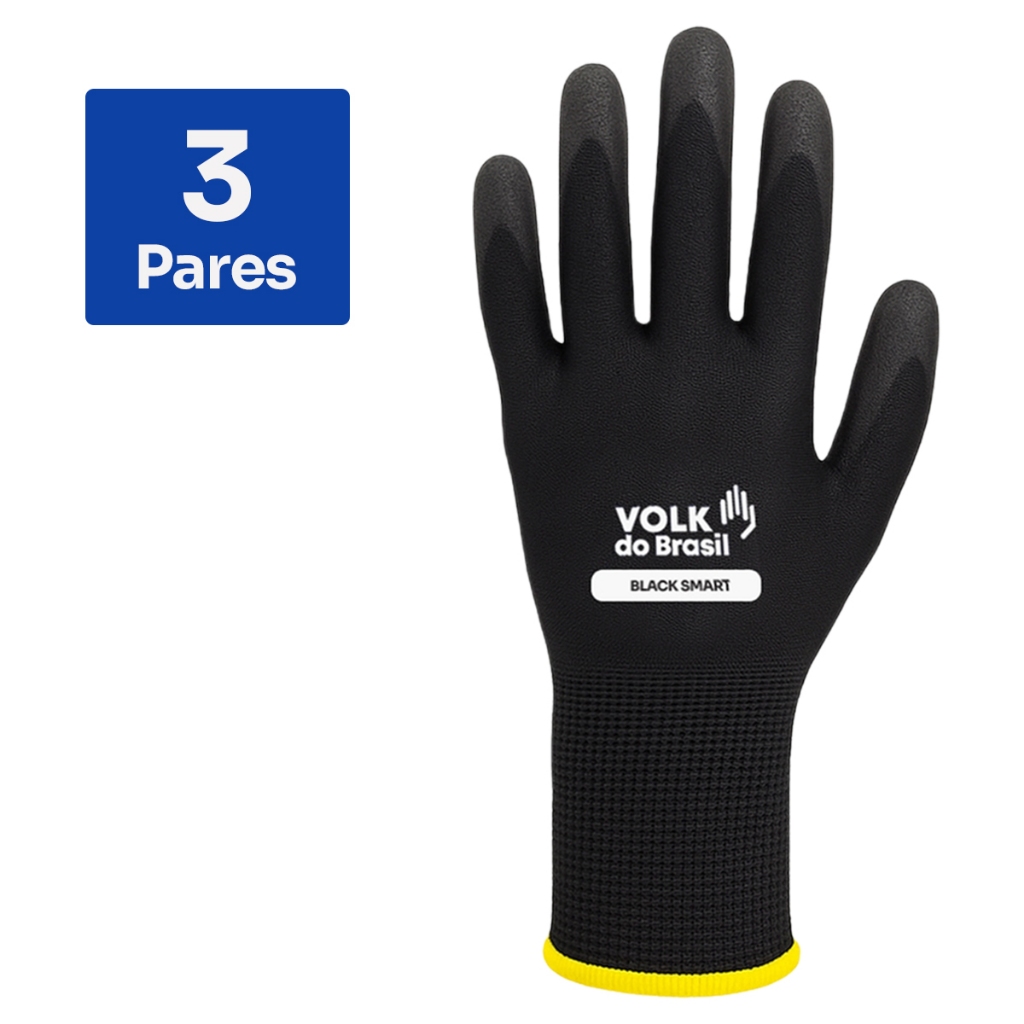 Kit 3 Luva de Segurança Tátil Volk PU Mecânicos, Pedreiros, Eletricistas, Trabalhos de Precisão em Oferta na Shopee