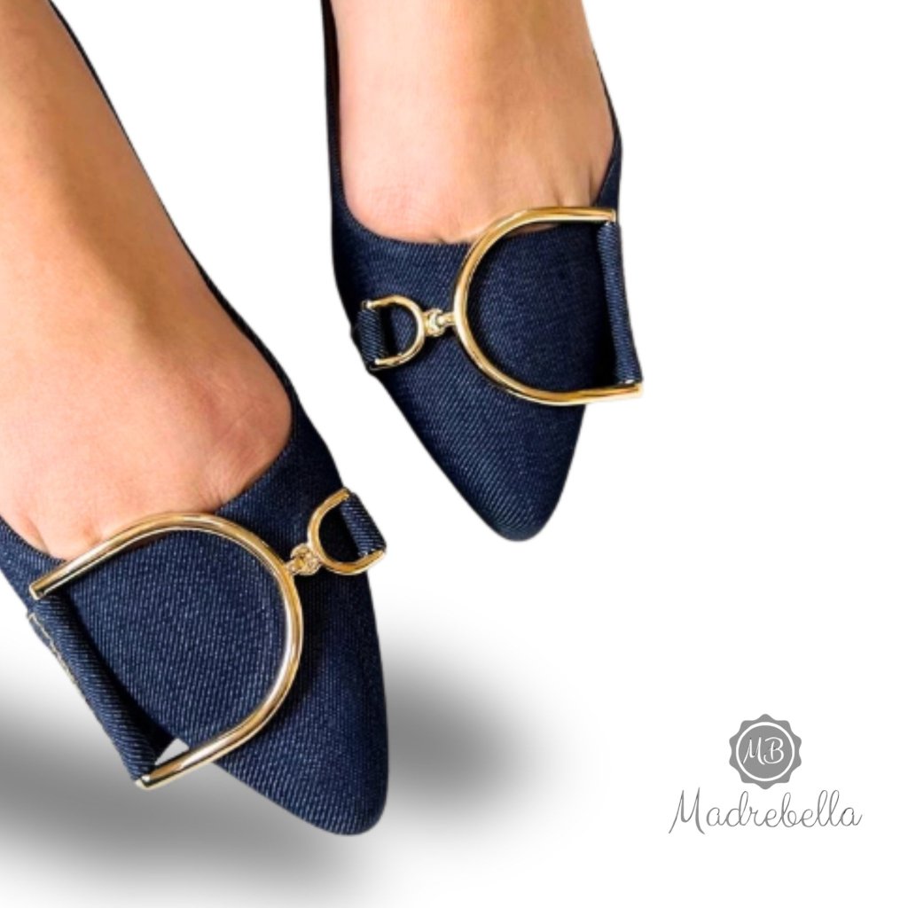 Sapatilha Feminina Fivela D | Tecido Jeans prática, confortável, charmosa, estilosa