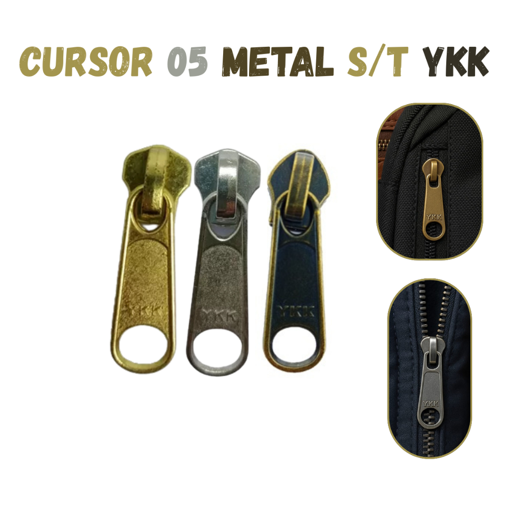 Cursor 05 Metal S/t YKK 4pçs - Puxador de Zíper Destacável para jaquetas, Mochilas , ferramentas de costura