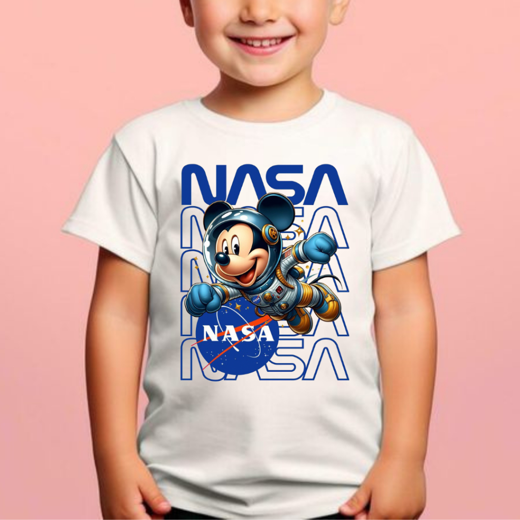 Camiseta kids Mikey Astronauta Nasa Blusa Infantil Alta Qualidade 100%Algodão Premium Envio Imediato