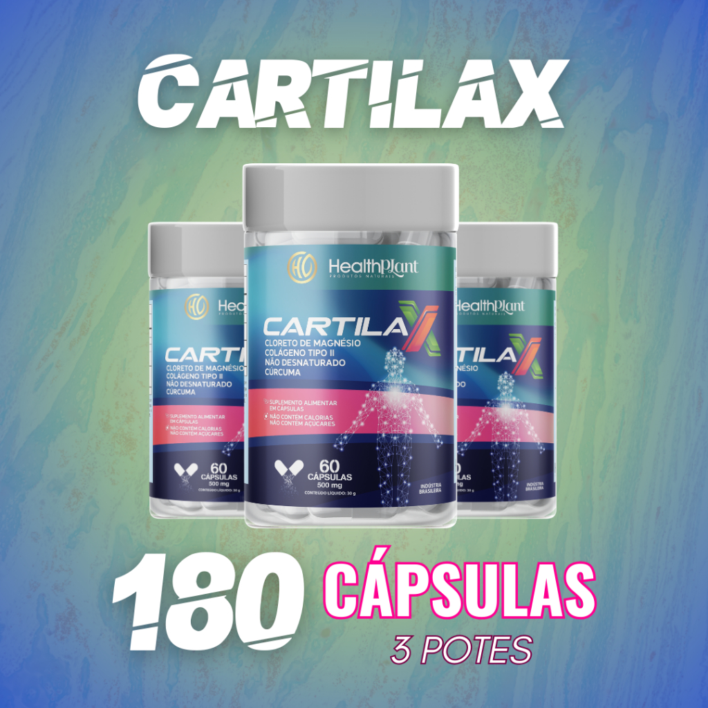 Cartilax (Cloreto de Magnésio -Colágeno tipo II não desnaturado Curcumina Açafrão Cúrcuma Magnésio