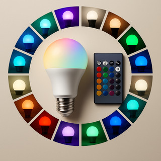Lâmpada LED Bulbo RGBW 7W Bivolt E27 com Controle Remoto 16 Cores Efeitos