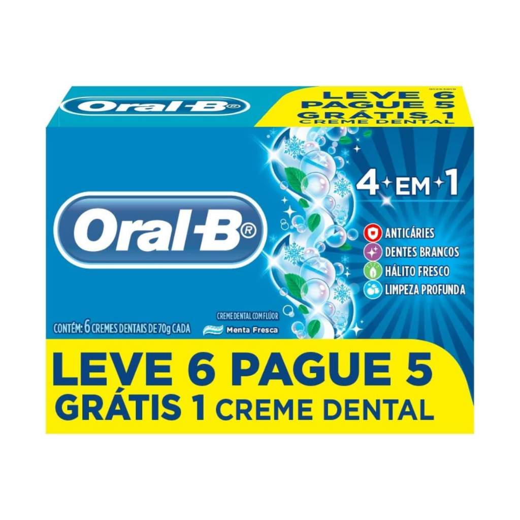 Creme Dental Oral-B 4 Em 1 70g Leve 6 Pague 5
