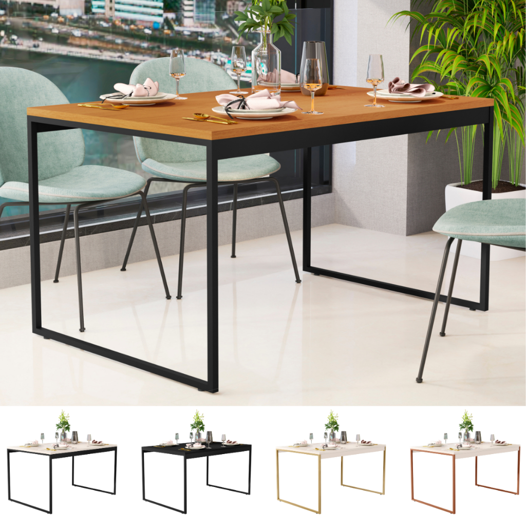 Mesa de Jantar Industrial Pés em Aço 105 x 75 cm Montagem Muito Fácil em Oferta na Shopee