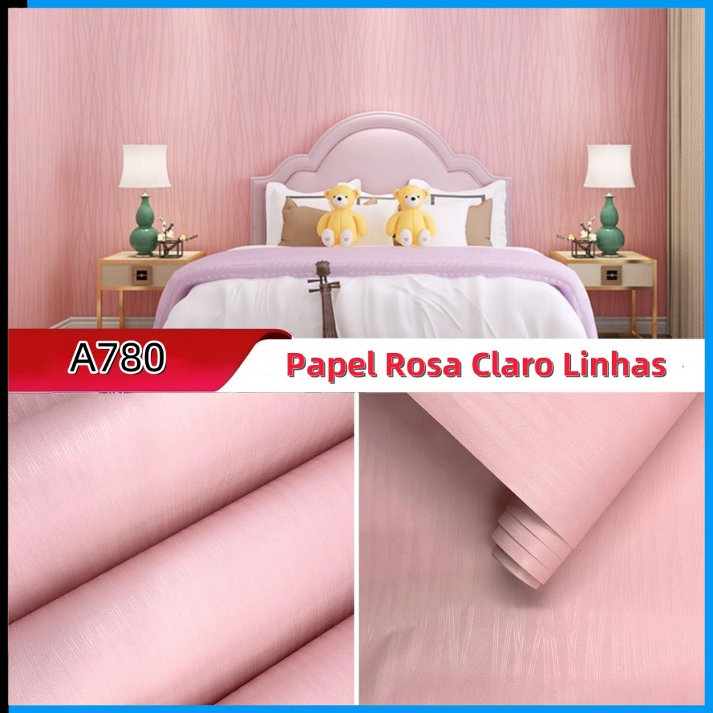 Papel de Parede 5M Rosa Texturizado com Linhas para Decoração de Quarto, Sala em Oferta na Shopee