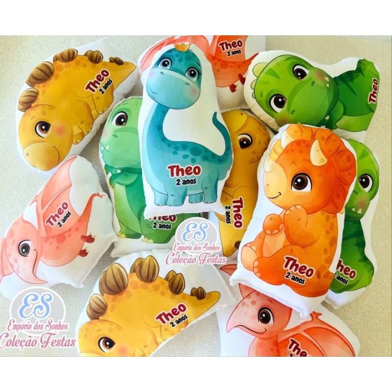 Almofadas Dinossauros Baby aquarela 15cm  personalizadas para lembrancinha de aniversário dinos cute