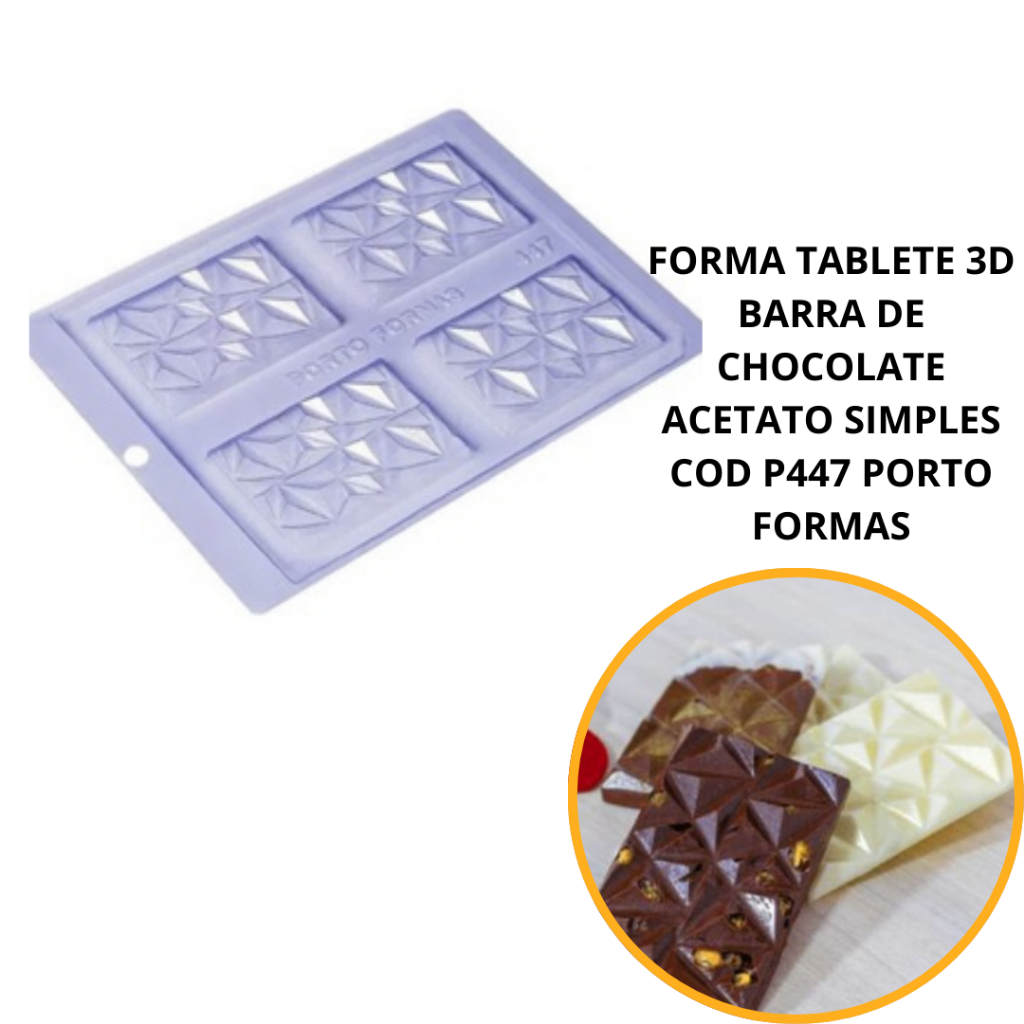 1~5 FORMA TABLETE 3 D BARRA DE CHOCOLATE ACETATO SIMPLES COD P447 PORTO FORMAS em Oferta na Shopee