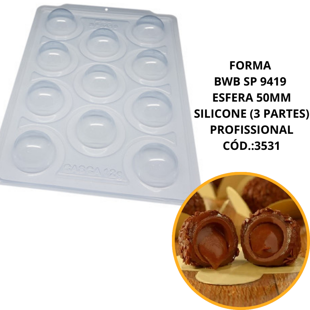 1~4 FORMA BWB SP 9419 ESFERA 50mm SILICONE (3 PARTES) PROFISSIONAL CÓD.:3531 (SP ESPECIAL) (CHOCO) em Oferta na Shopee