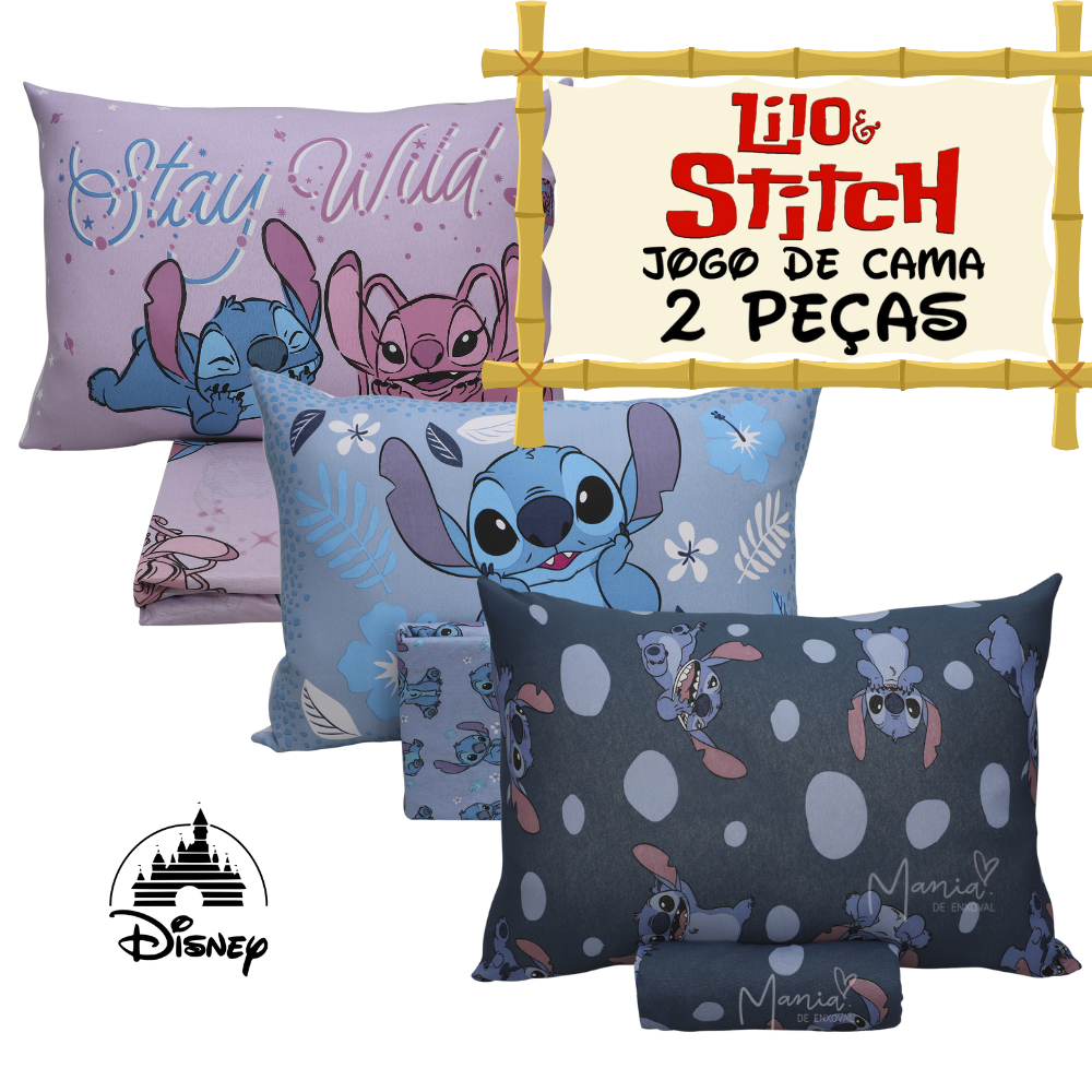 Jogo De Cama Lilo & Stitch 2 Peças Solteiro Infantil Personagem Disney Toque Macio