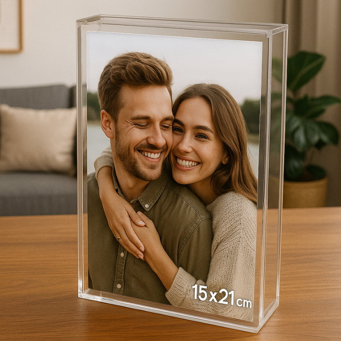 Moldura Caixa Quadro Acrílica Cristal – Para Fotos, Diplomas e Capas de Disco
