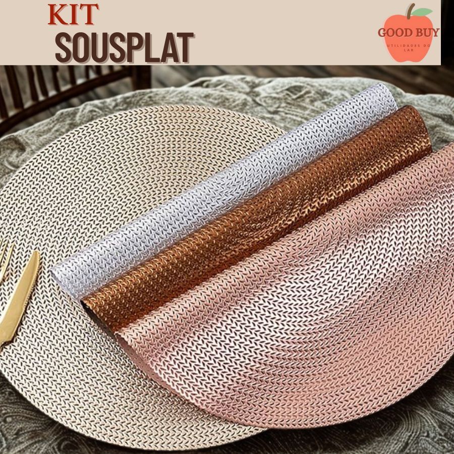 Kit Jogo Americano Sousplast 4 ou 6 unidades Redondo Luxo para Mesa de Jantar Posta Impermeável em Oferta na Shopee