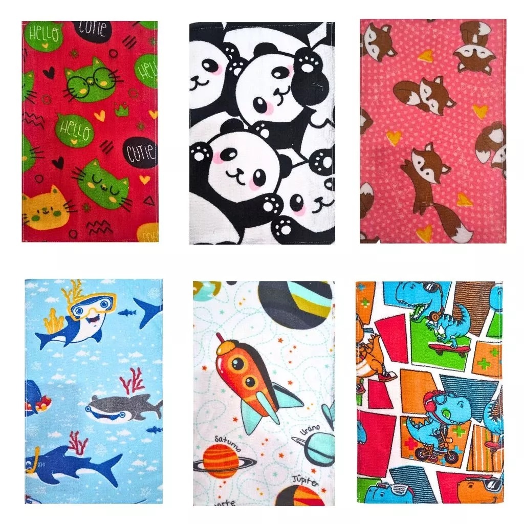 Kit 10 Toalhinha De Mao Escolar Personagens Infantil Macias Desenhos lindos de Microfibra Lancheira Criança