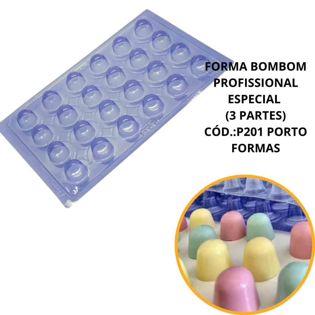 1~4 FORMA BOMBOM PROFISSIONAL ESPECIAL (3 PARTES) CÓD.:P201 PORTO FORMAS (CHOCO) em Oferta na Shopee