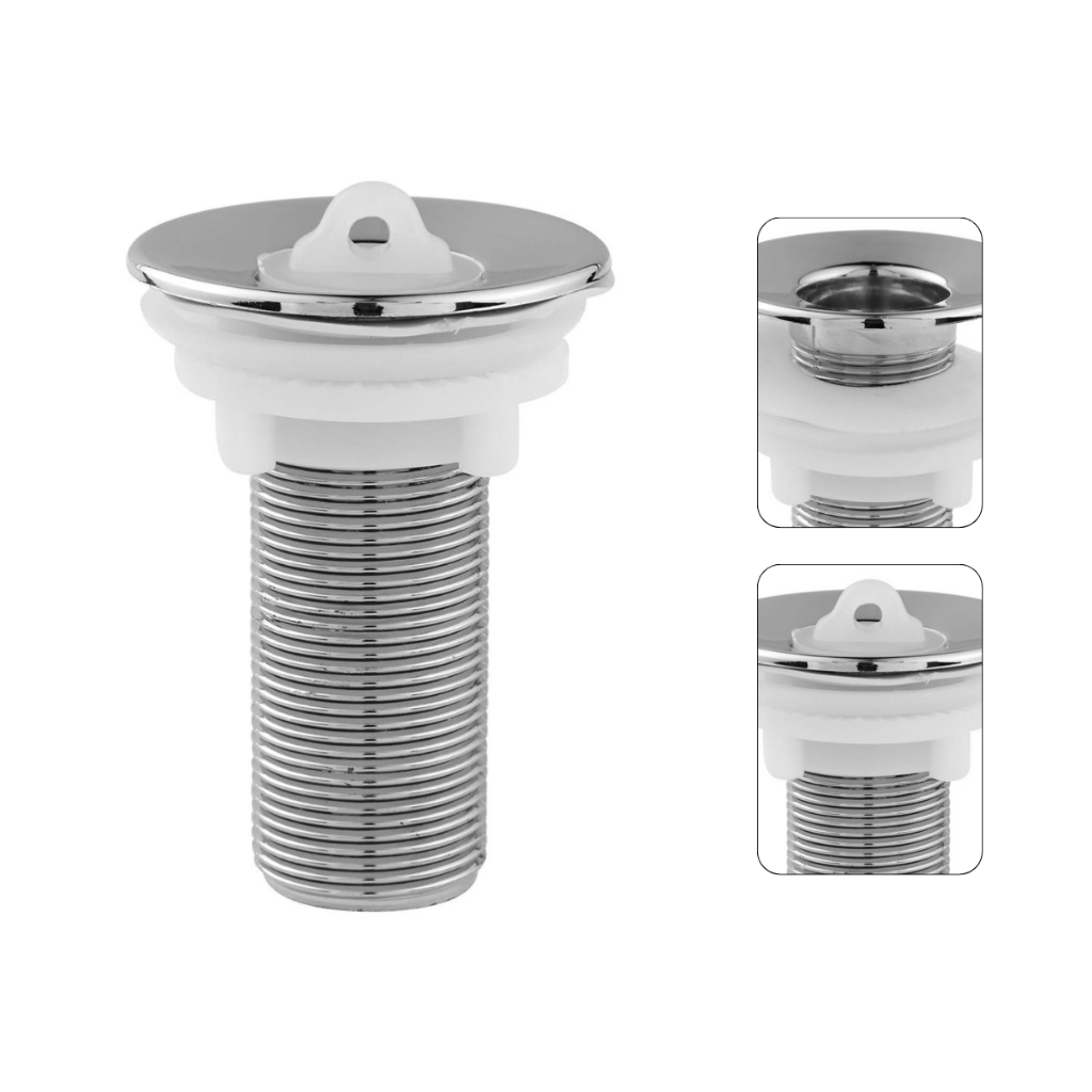 Válvula Ralo de Pia de Banheiro Lavabo Cromada 7/8 Abs