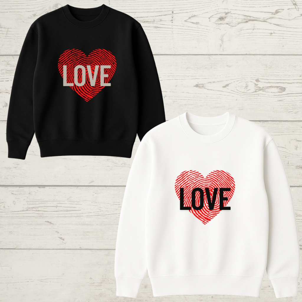 Kit 2 Moletom Casal Gola Redonda Love Digital Algodão Tendencia Inverno Flanelado Confortavel