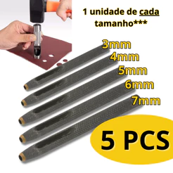 Kit 5 Furador 3,4,5,6,7mm Couro Vazador Perfurador Aço Vonder