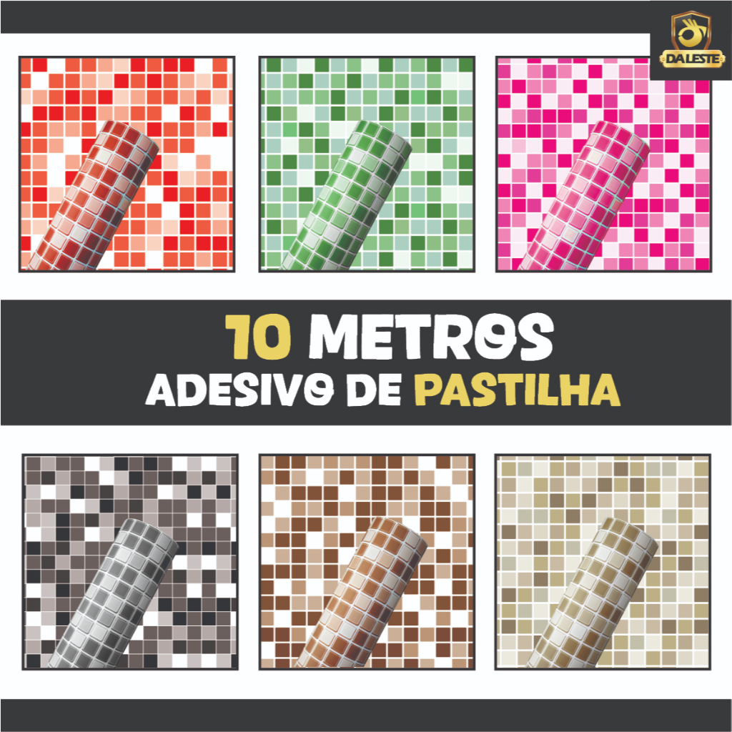 10 Metros x 45cm Papel De Parede Adesivo Pastilhas Cozinha Banheiro Box Lavável Autocolante Quadradinhos Azulejo IMP