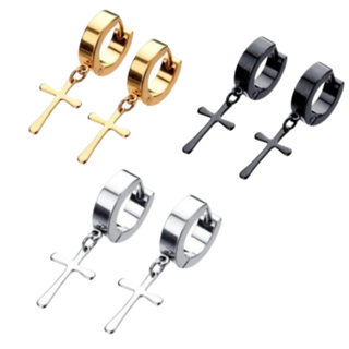 Par Brinco Argola com Cruz Dourado Prata Preto Aço Inoxidável Crucifixo Masculino em Oferta na Shopee