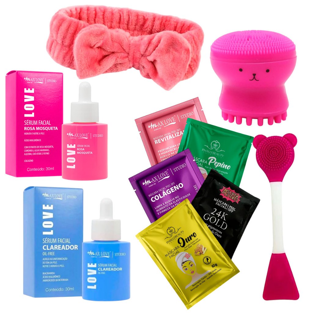 Kit Skin Care Acessórios Limpeza Cuidado Pele Make Completo Rosto Pele Acne Antioleosidade