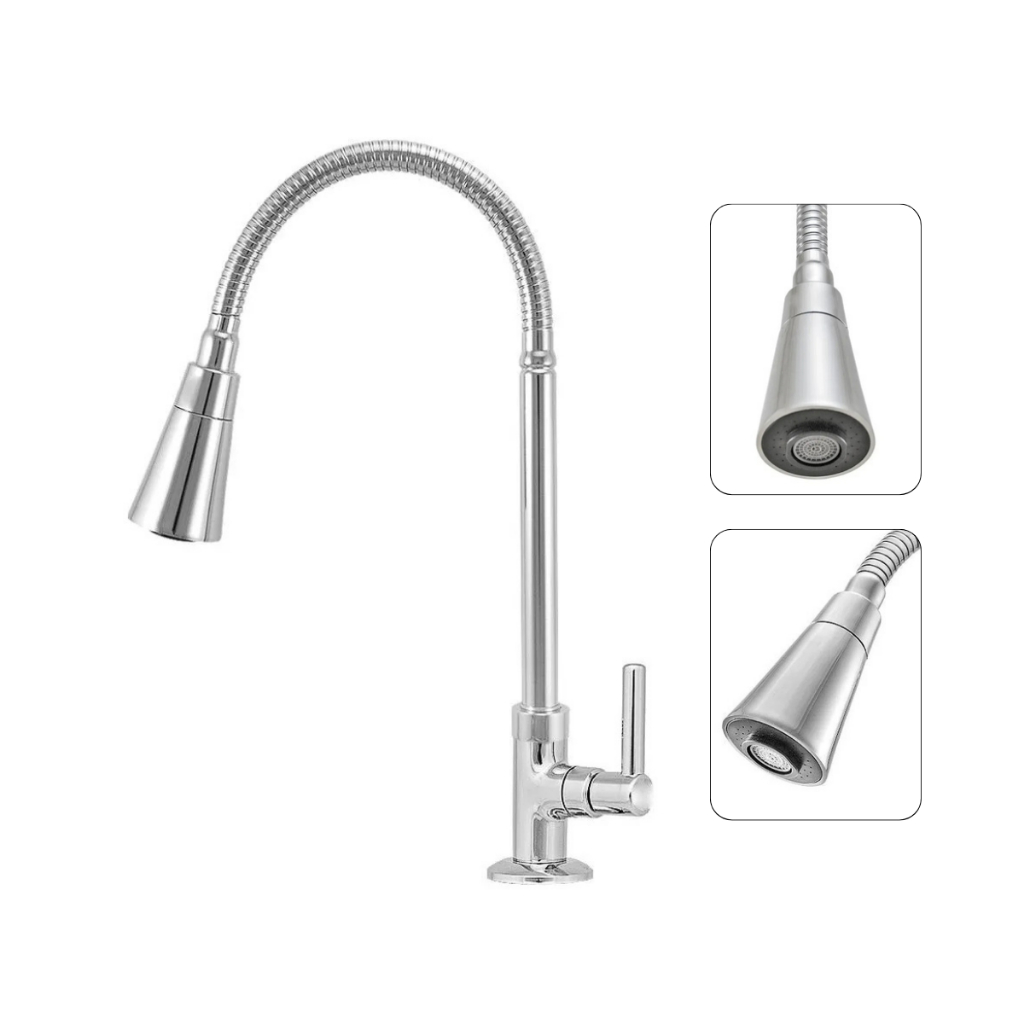 Torneira Gourmet Para Cozinha Flexível 2 Acionamentos 1/4 de Volta Base Abs Bancada/Mesa 1198 C72