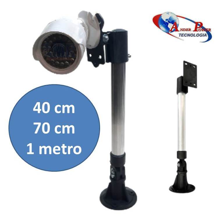 Suporte de Alumínio 40cm ou 70cm 1 metro Para Câmera De Segurança Cftv Infra Sensor
