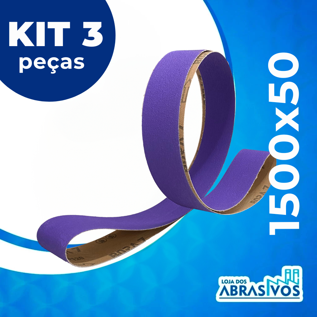Kit 3 peças - Cinta Lixa 1500x50 Para Cutelaria Grãos 36 a 120 Lixa Cinta Cerâmica PS990 - BORA 7