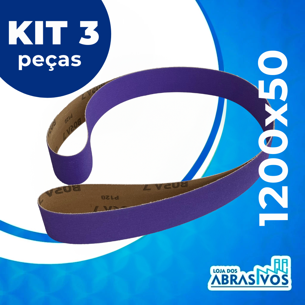 Kit 3 peças - Cinta Lixa 1200x50 Para Cutelaria Grãos 36 a 120 Lixa Cinta Cerâmica PS990 - BORA 7