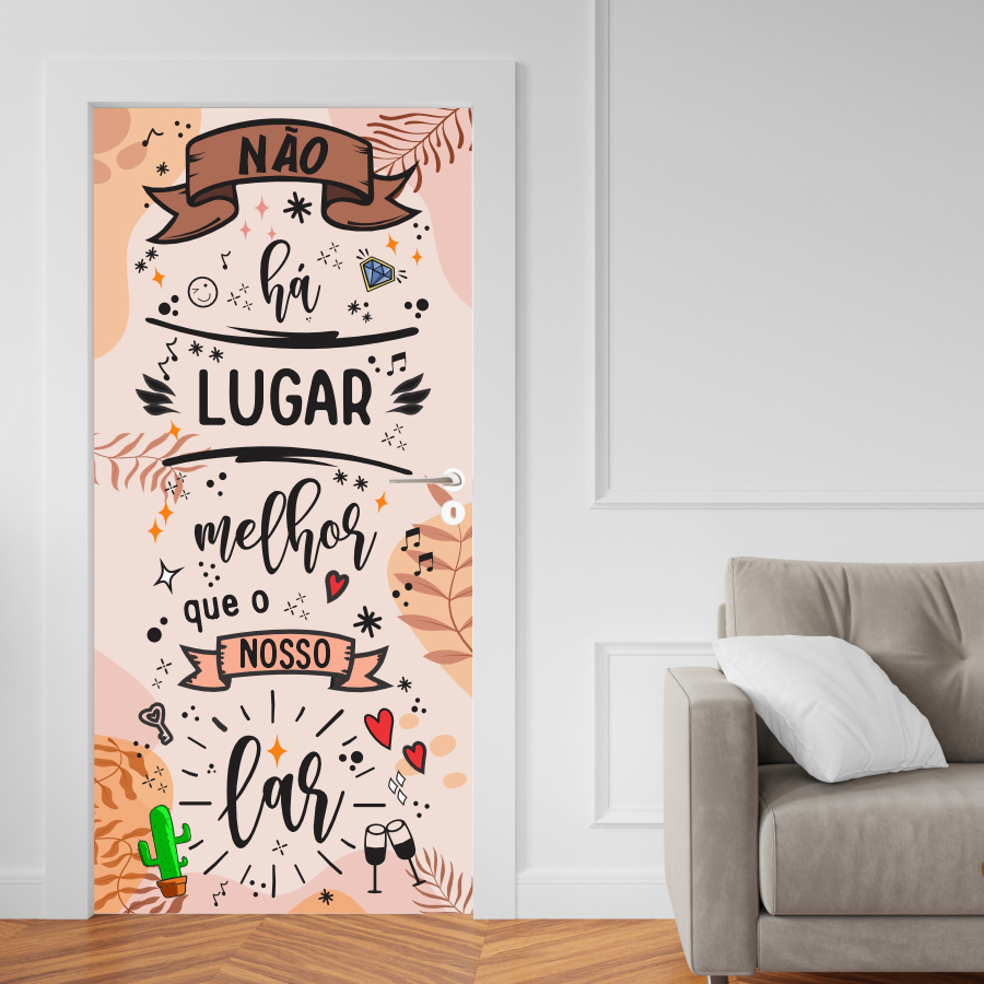Adesivo de Porta Madeira Vidro Decoração Revestimento Papel de Parede - LETTERING 2 -  0103X