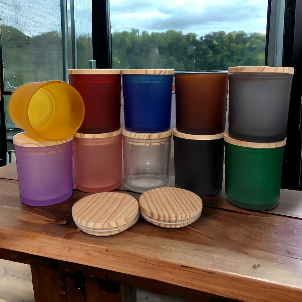 Kit 6 Copos para Vela Artesanais 220ml de Vidro Potes Tampa de Bambu Hermético | Lembrancinhas em Oferta na Shopee