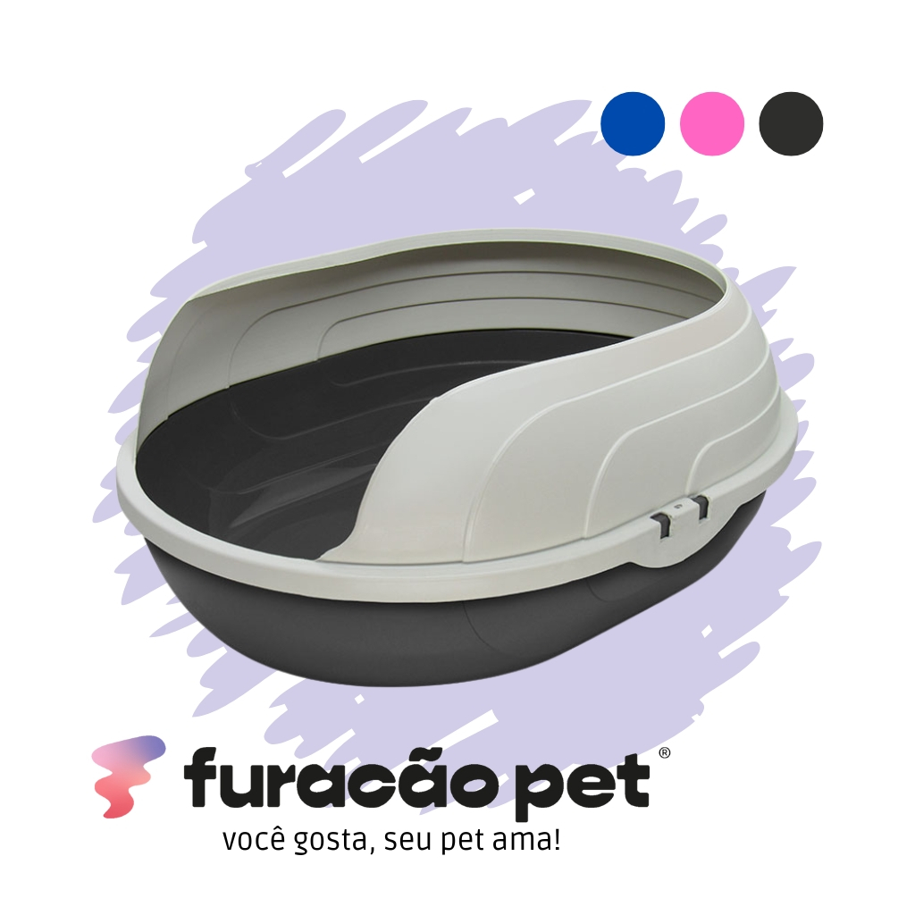 Caixa de Areia Bandeja Higiênica Sanitária para Gatos Prime com Arco Furba Furacão Pet