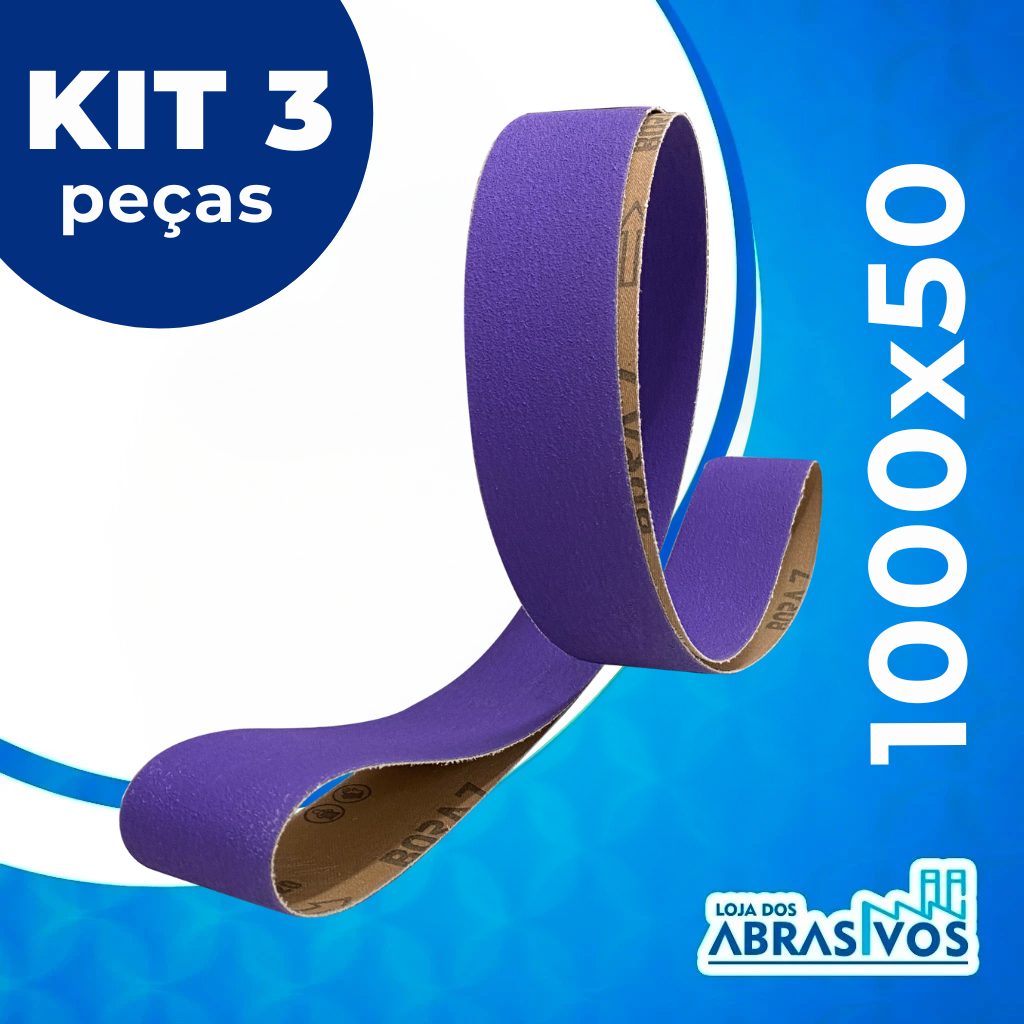 Kit 3 peças - Cinta Lixa 1000x50 Para Cutelaria Grãos 36 a 120 Lixa Cinta Cerâmica PS990 - BORA 7